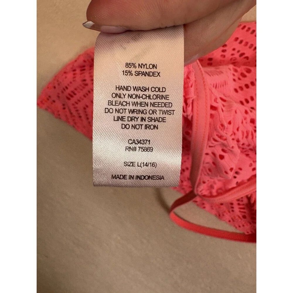 Gossip Girl L 14/16 Coral Pink Crochet Swim Cover Up Racerback Beach Dress